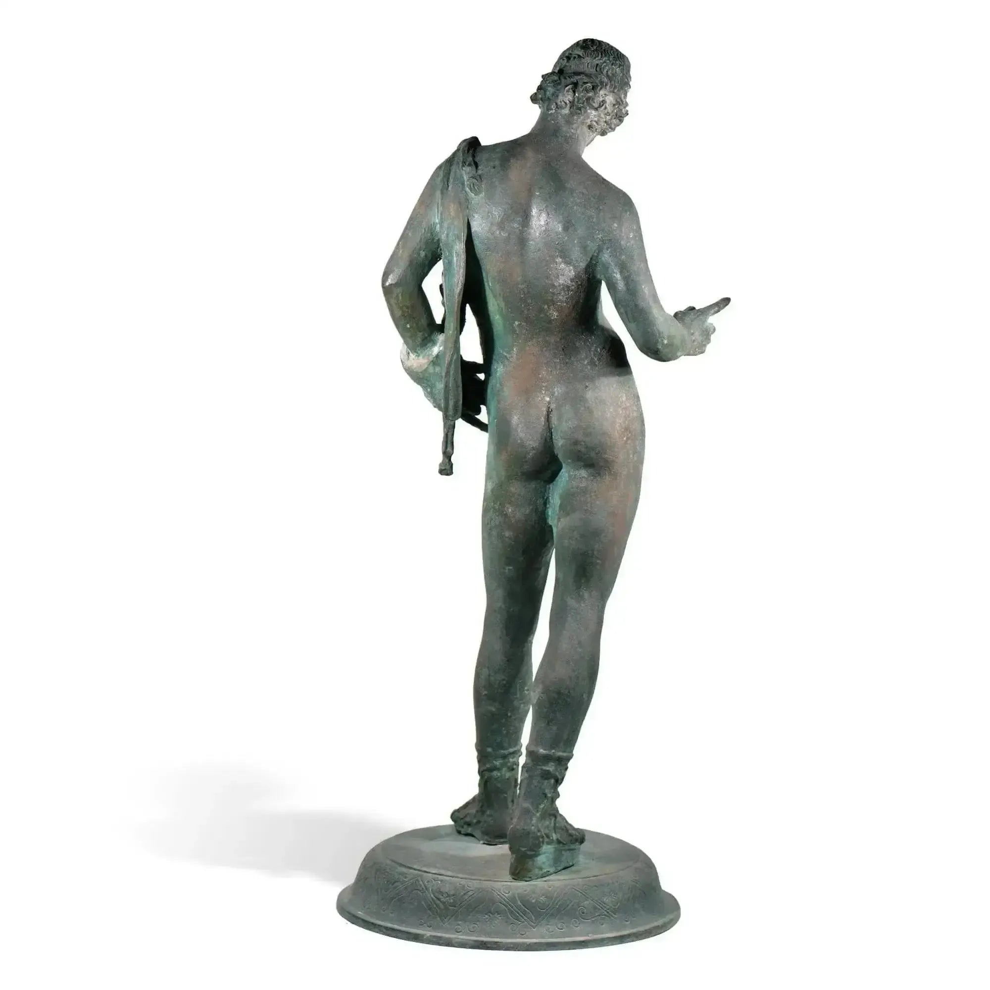 Sculpture en bronze de Narcisse, vu de dos