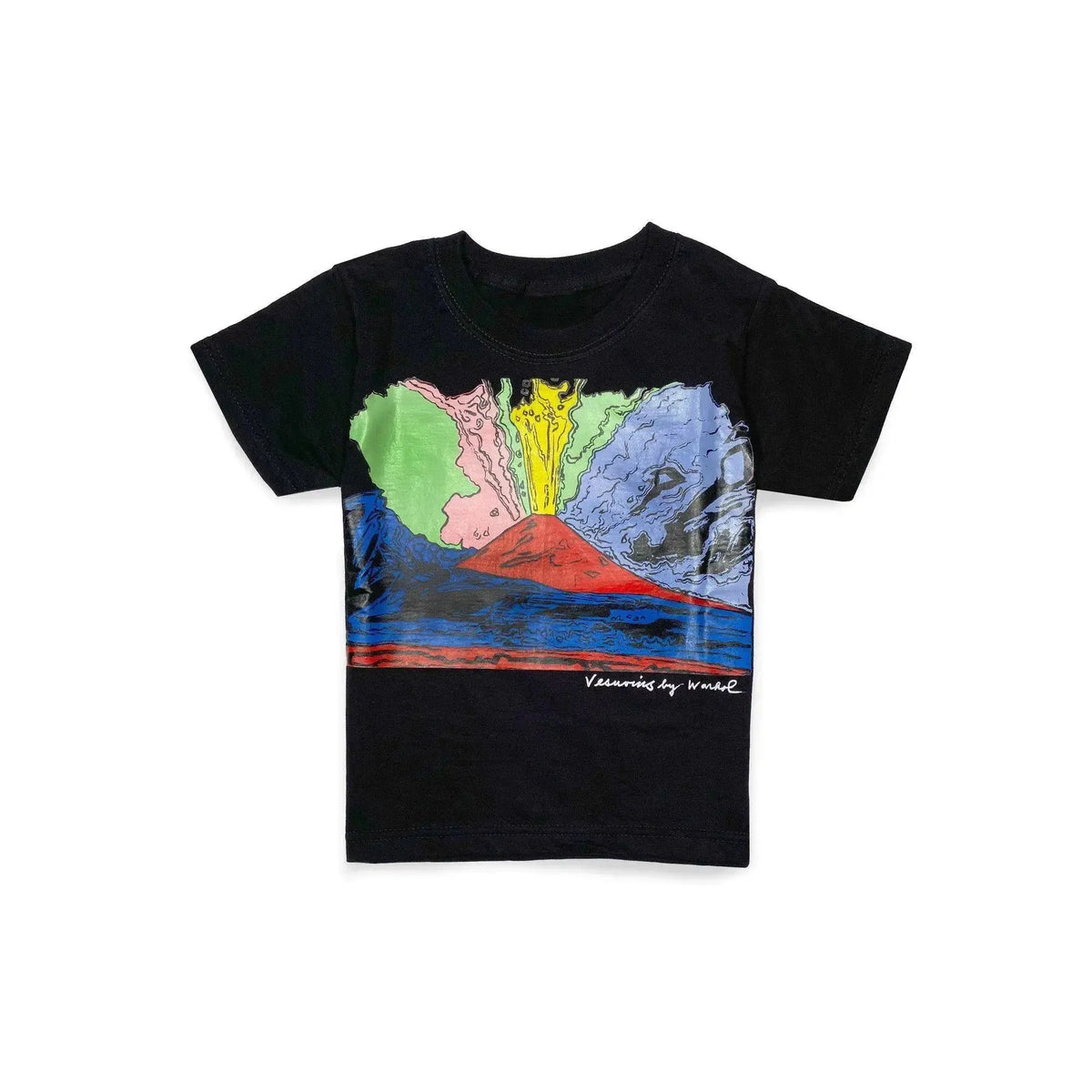 Camiseta negra con estampado "Vesubio" de Andy Warhol para niño