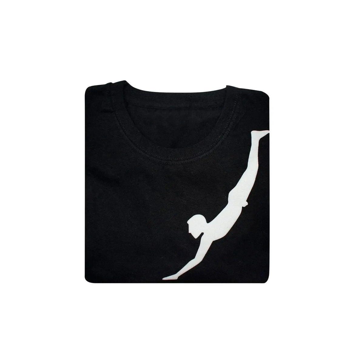 Schwarzes Damen-T-Shirt mit gefaltetem Paestum Diver-Aufdruck