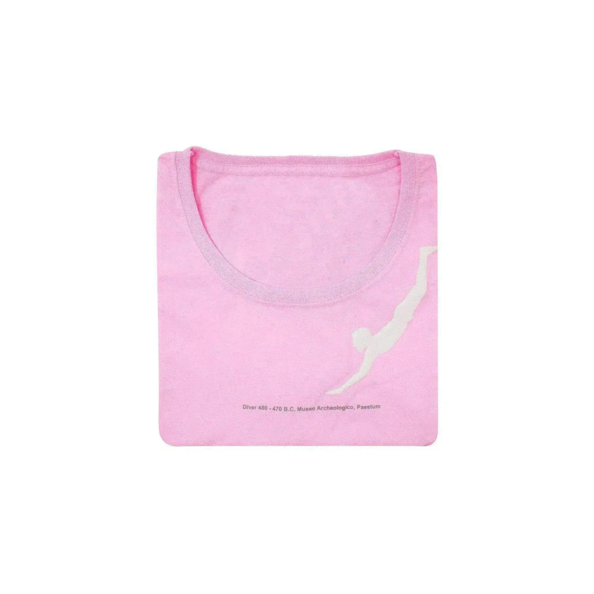 Hellrosa Damen-T-Shirt mit gefaltetem Paestum Diver-Aufdruck