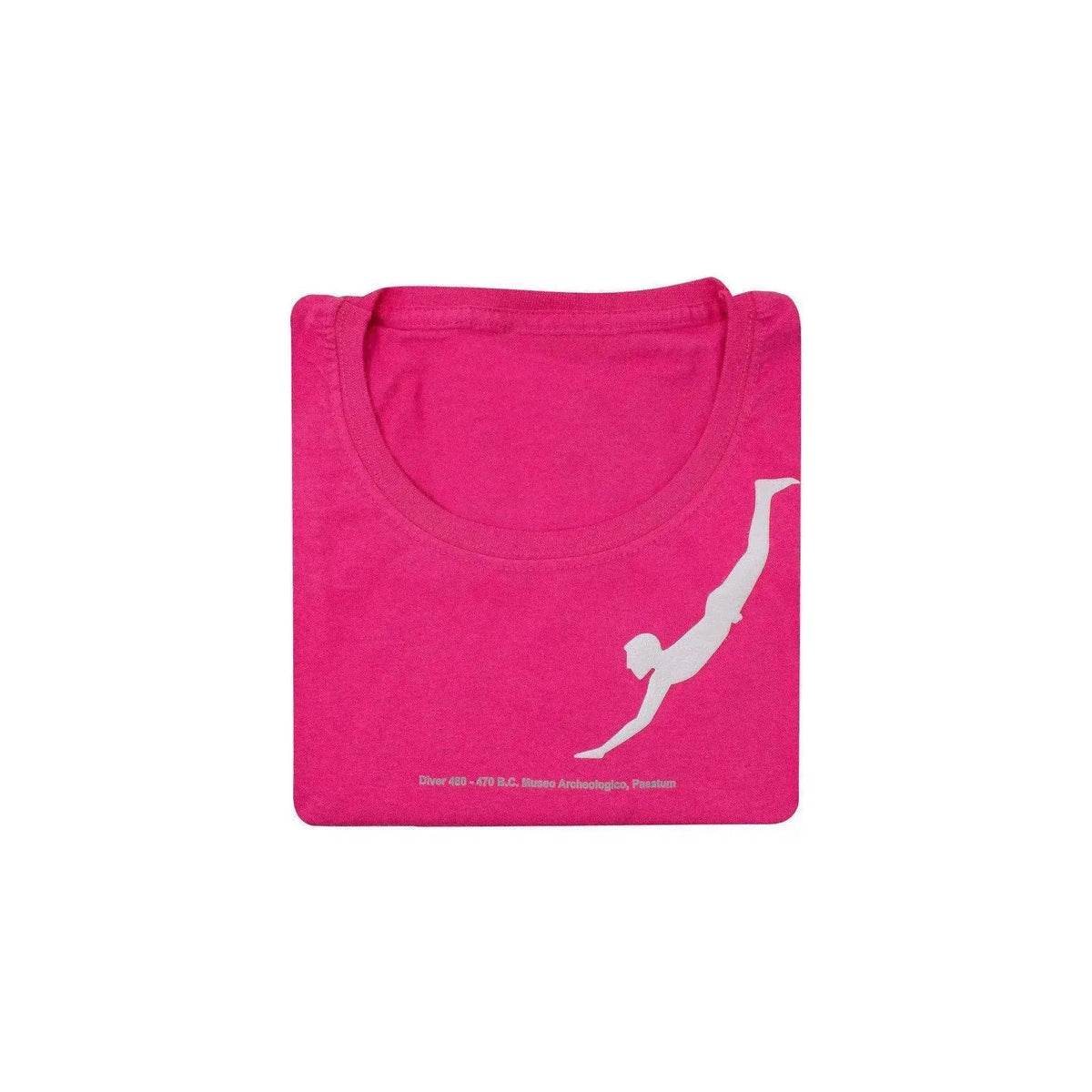 Rosa Damen-T-Shirt mit gefaltetem Paestum Diver-Aufdruck