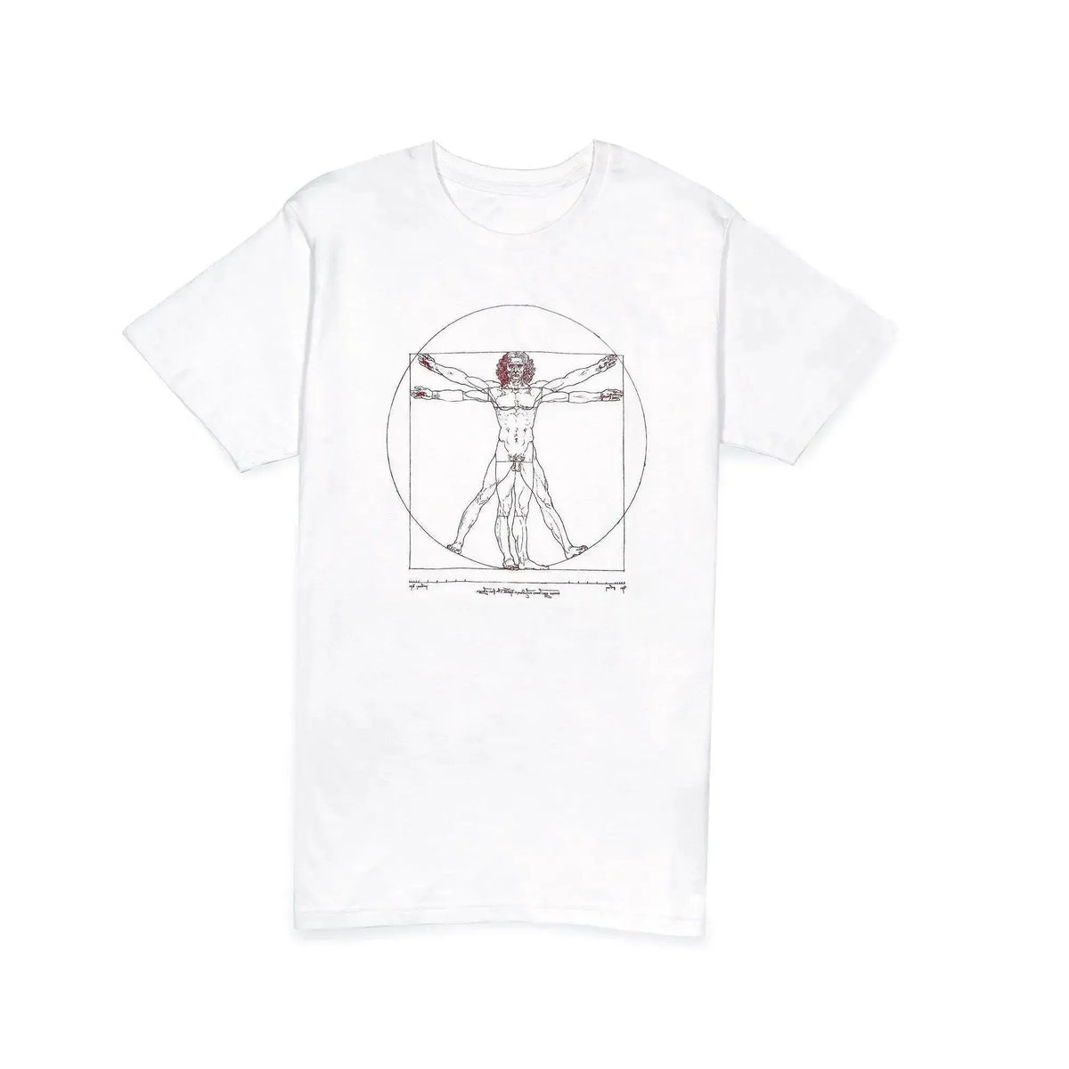 Camiseta blanca de hombre con estampado del Hombre de Vitruvio de Leonardo Da Vinci