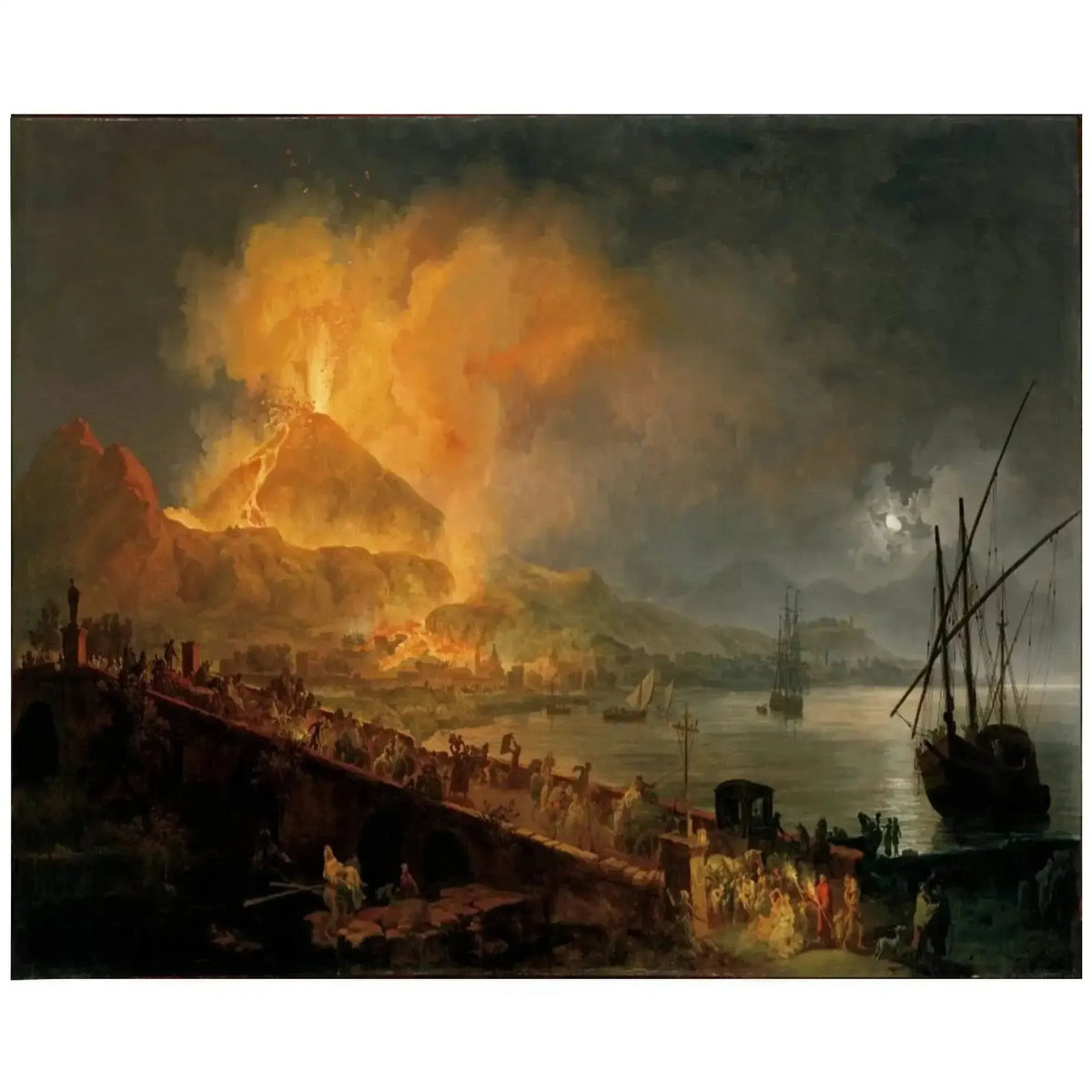 Reproduction: Canvas "Eruption of Vesuvius" by Pierre-Jacques Volaire, historical painting from 1782.
