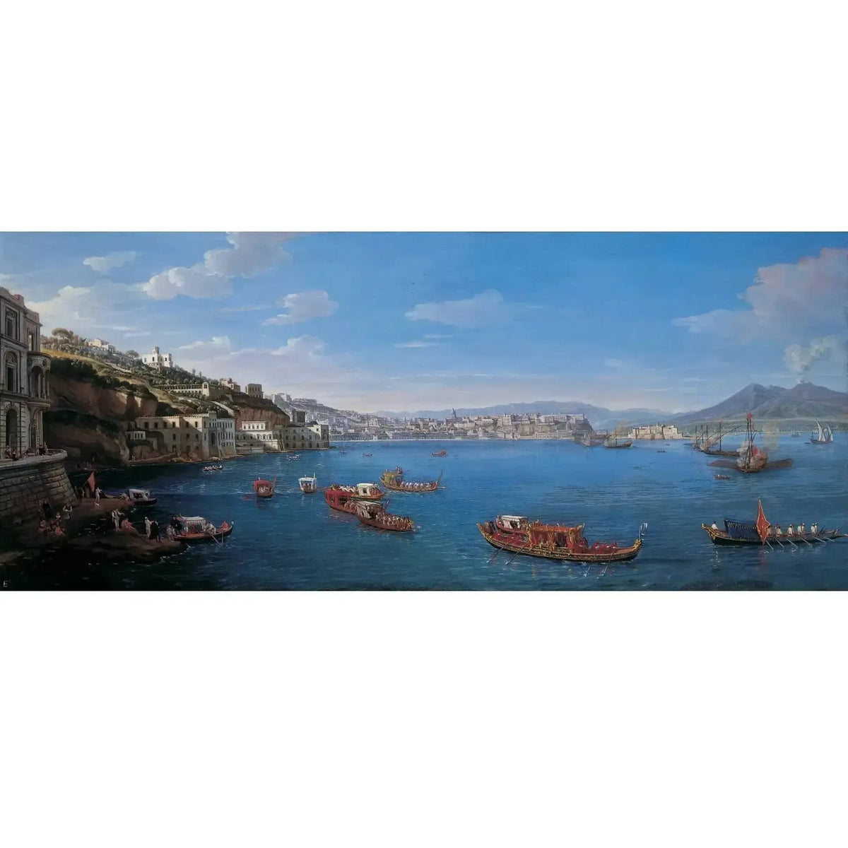 The work "Posillipo with the Donn'Anna palace" by Gaspar Van Wittel.