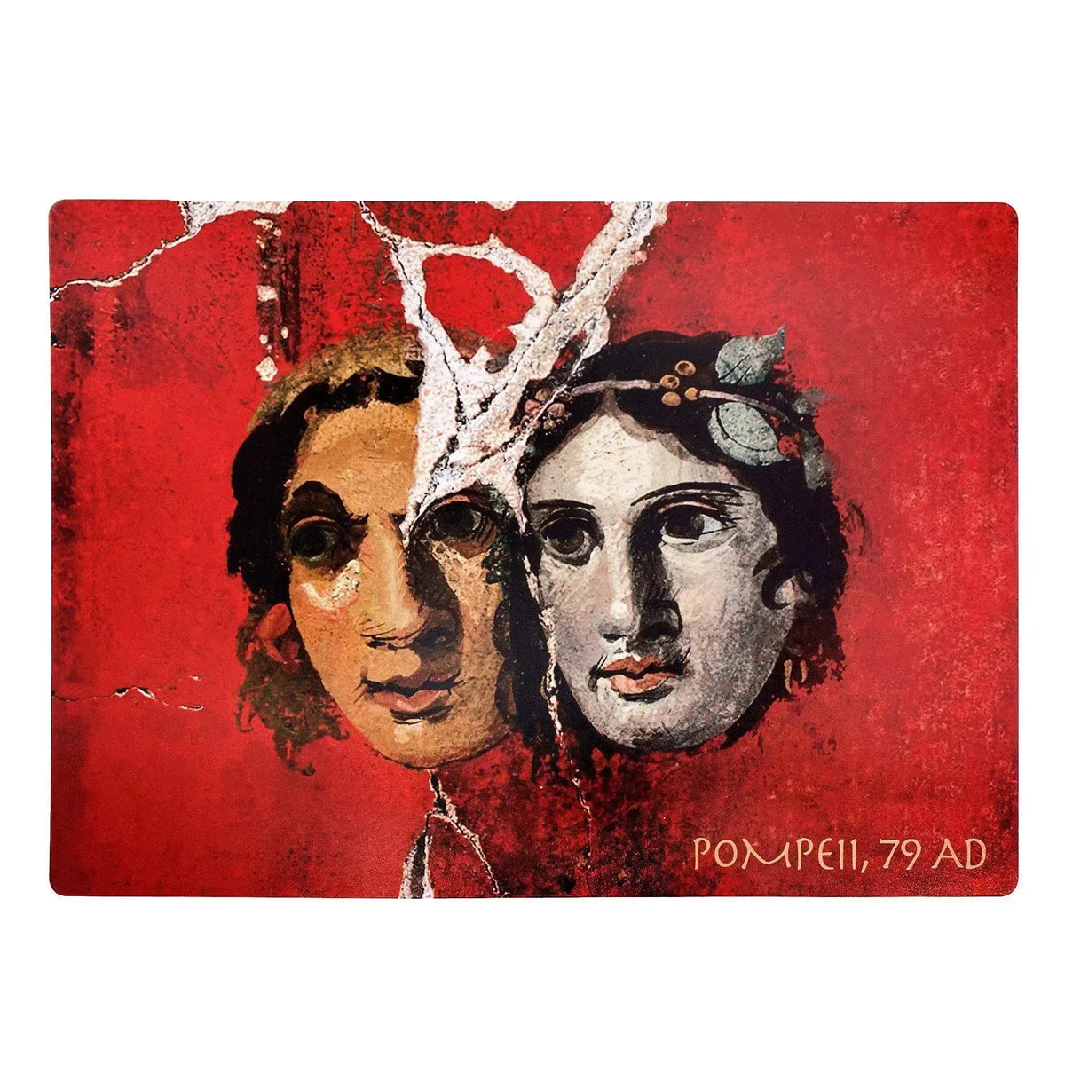Kunstvoll bedrucktes Tischset mit pompejanischen Masken