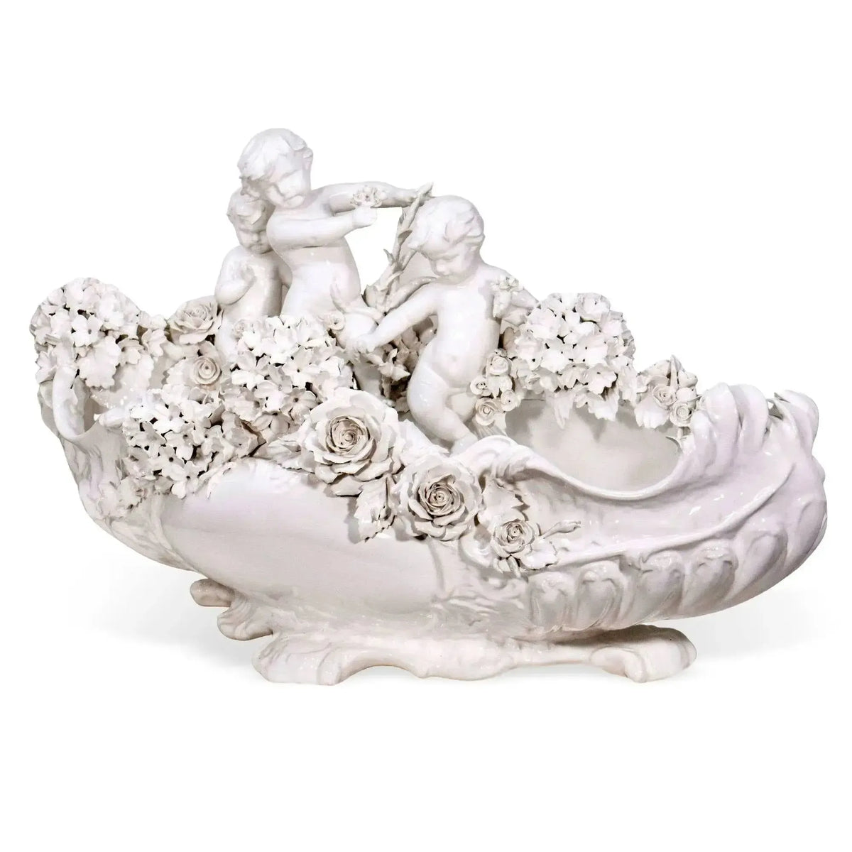 Bañera con Roman Putti en porcelana Capodimonte