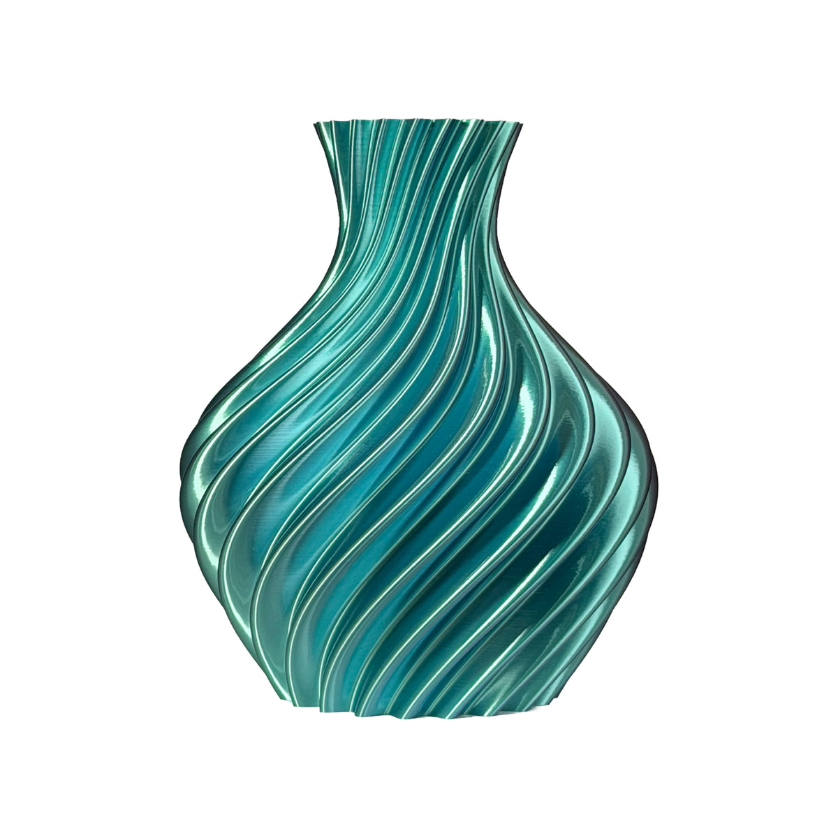 Bulbous blue/tiffany vase on light background