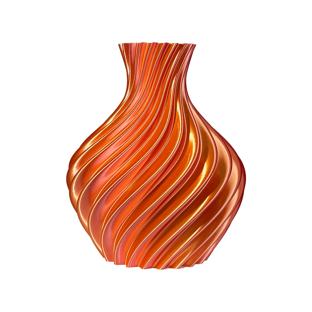 Bulbous pink/orange vase on light background