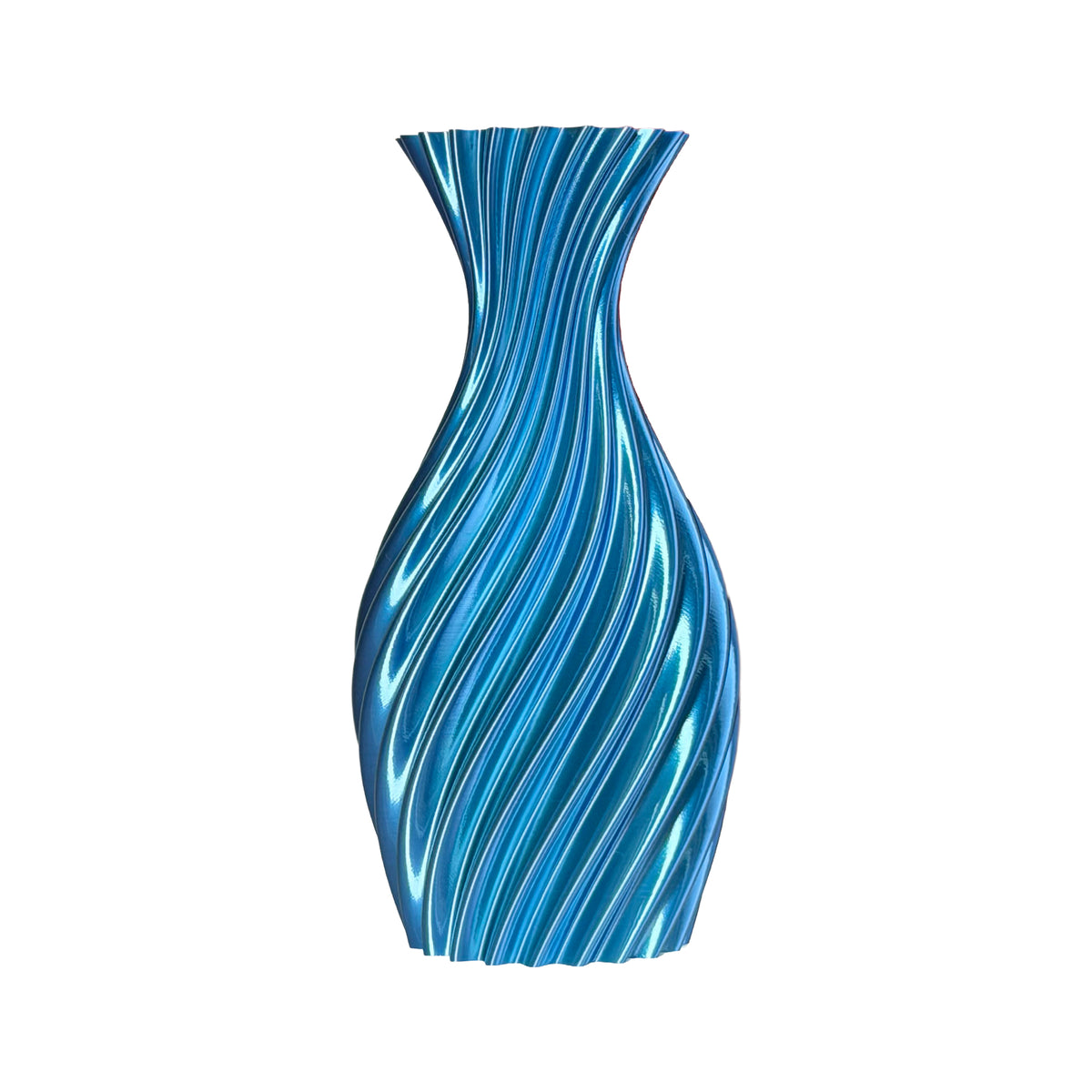 Narrow blue/tiffany vase on light background
