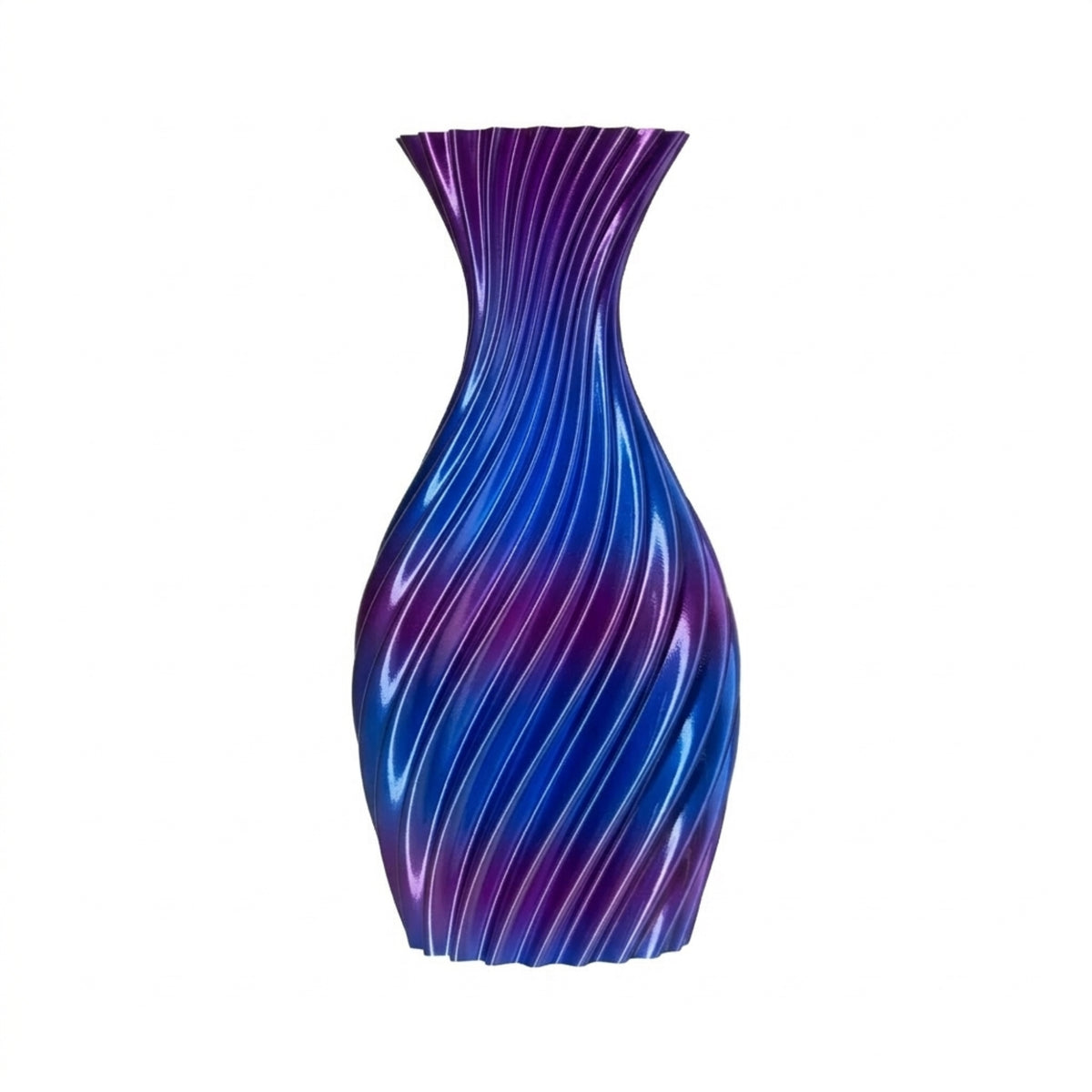 Narrow blue/purple vase on light background