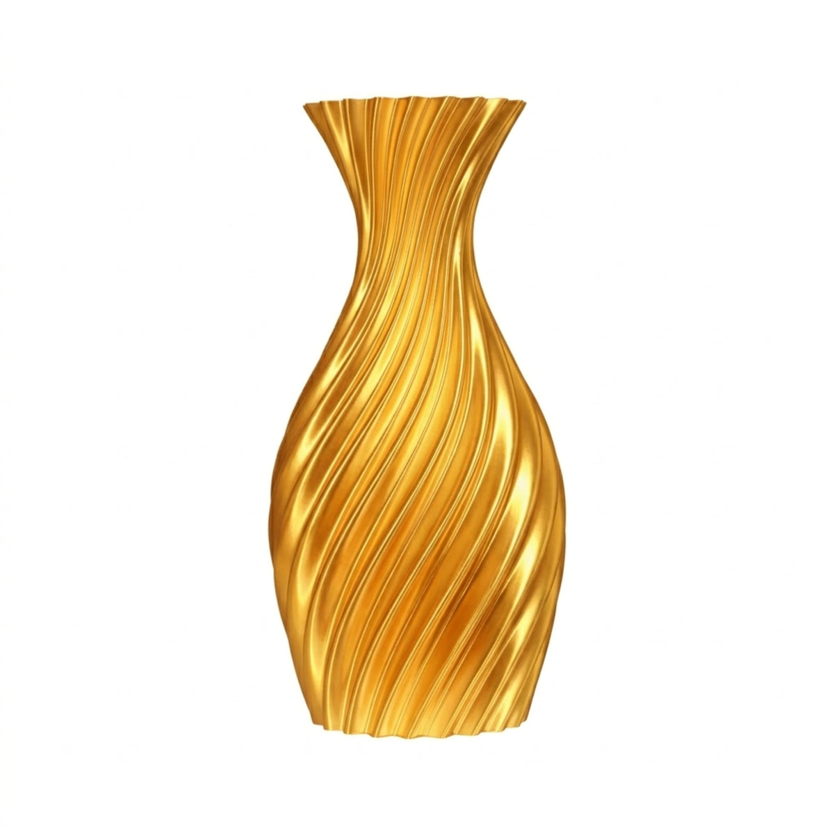 Narrow gold vase on light background
