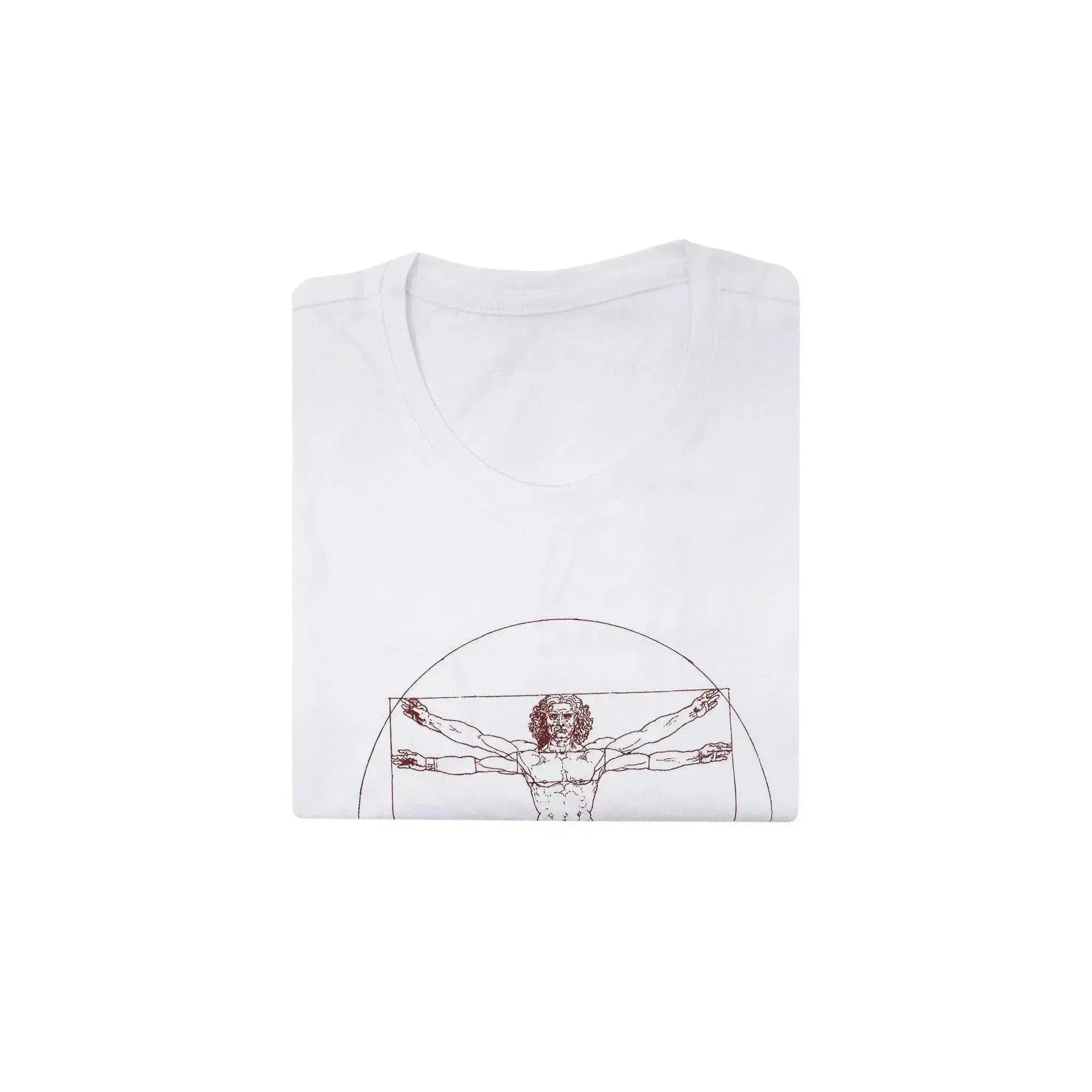 T-shirt enfant blanc avec imprimé Homme de Vitruve plié de Léonard de Vinci