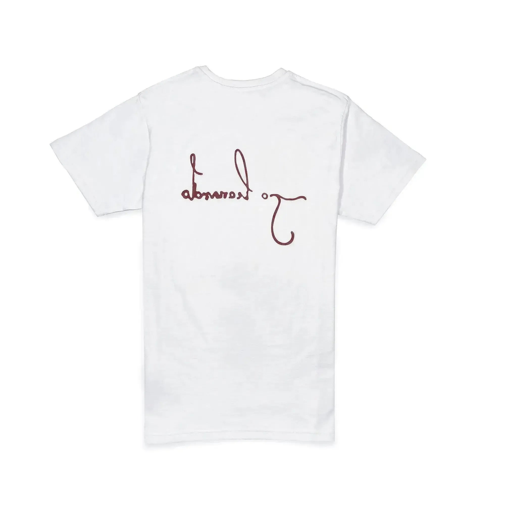 T-shirt blanc pour hommes avec imprimé Homme de Vitruve de Léonard de Vinci, vue arrière