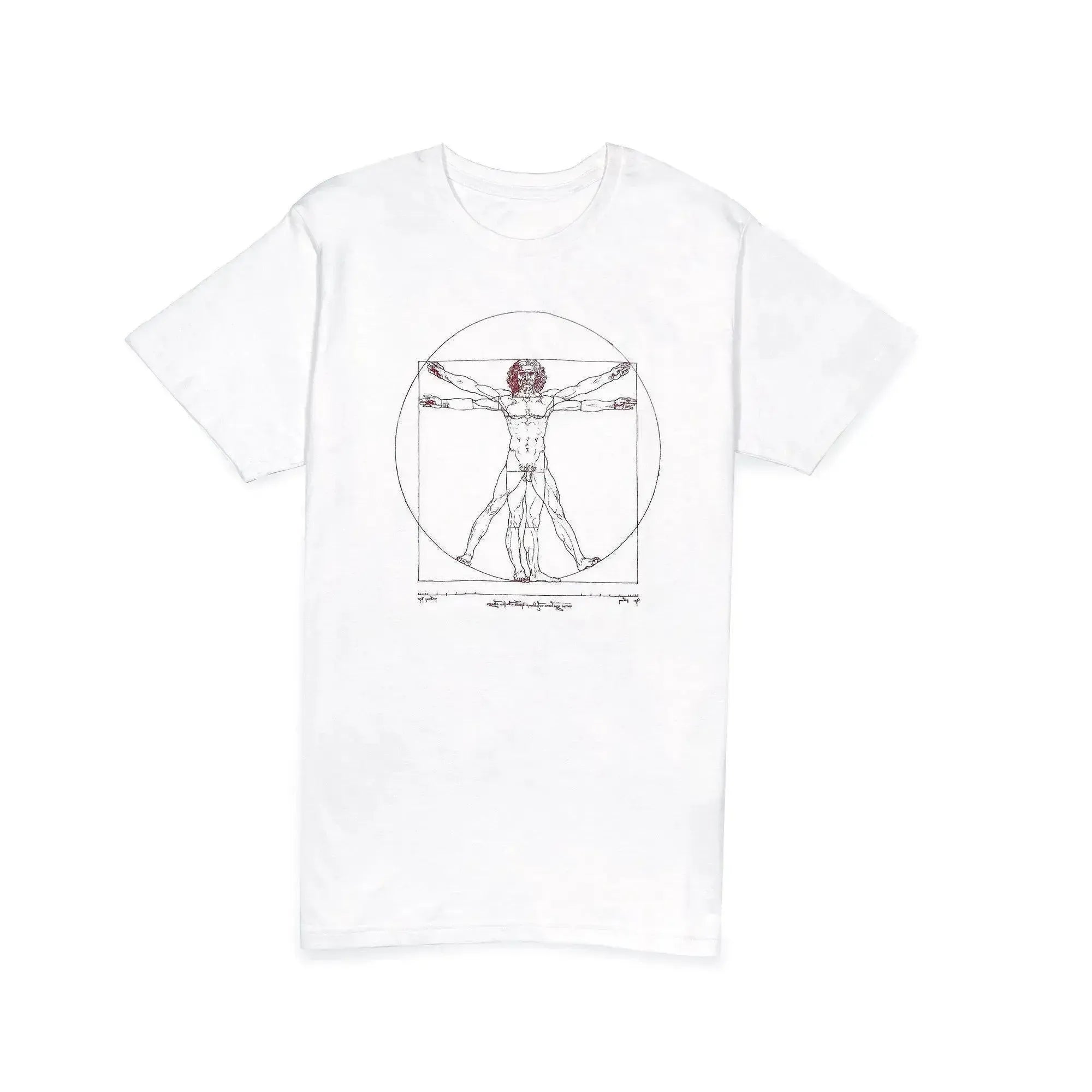 T-shirt homme blanc avec imprimé Homme de Vitruve de Léonard de Vinci