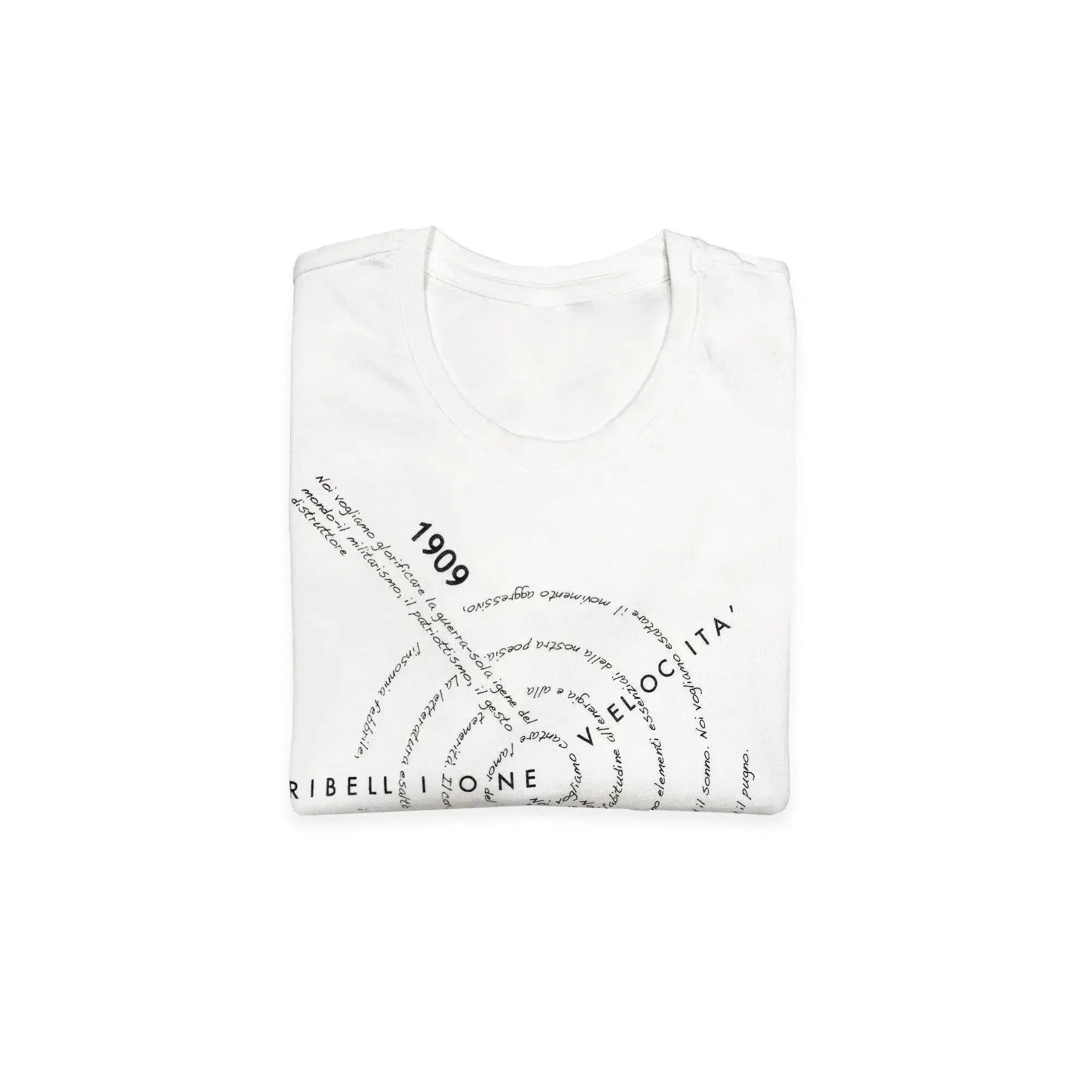 Белая женская футболка "Вихрь", в сложенном виде.