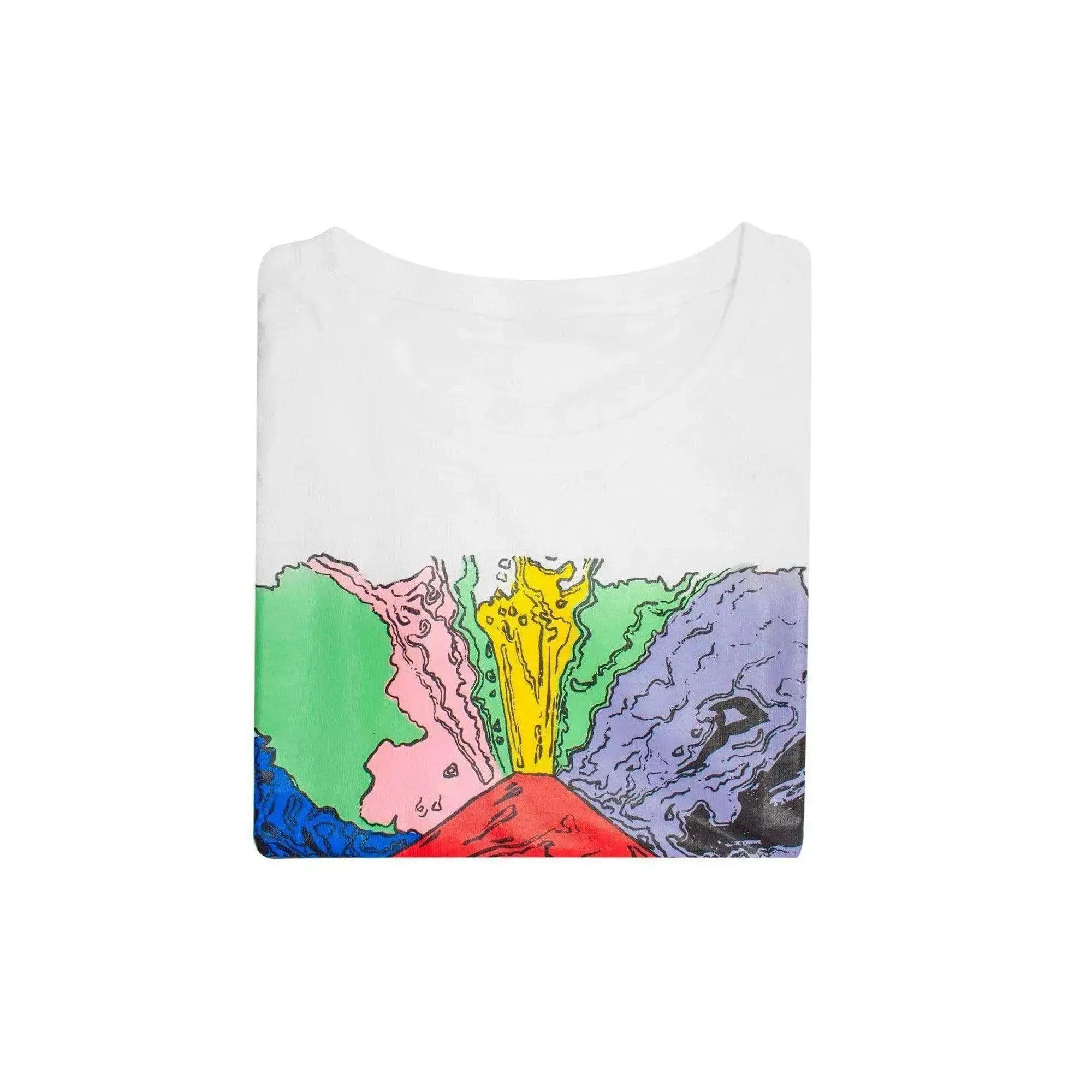 Camiseta blanca con estampado artístico doblado de "Vesubio" de Andy Warhol