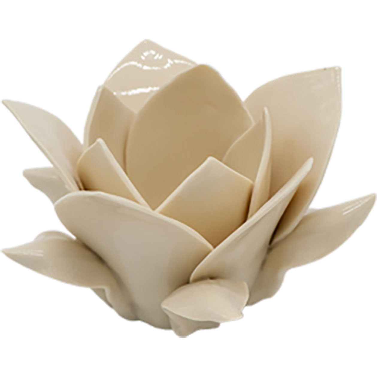 Candle holder Beige in fine capodimonte porcelain grey color - Museum-Shop.it