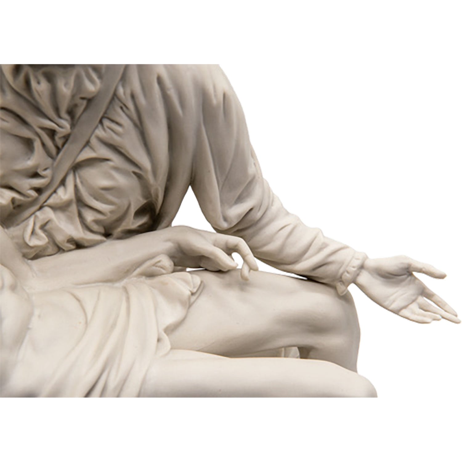 Michelangelo's Pietà - Bisque porcelain statue from Capodimonte with glass dome