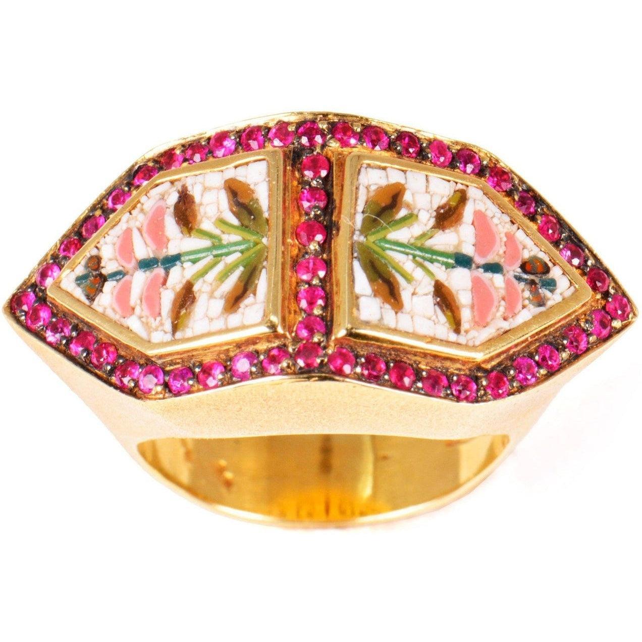 Hibiscus ring with Micromosaic