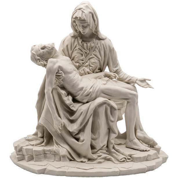 Michelangelo's Pietà - Bisque porcelain statue from Capodimonte with glass dome