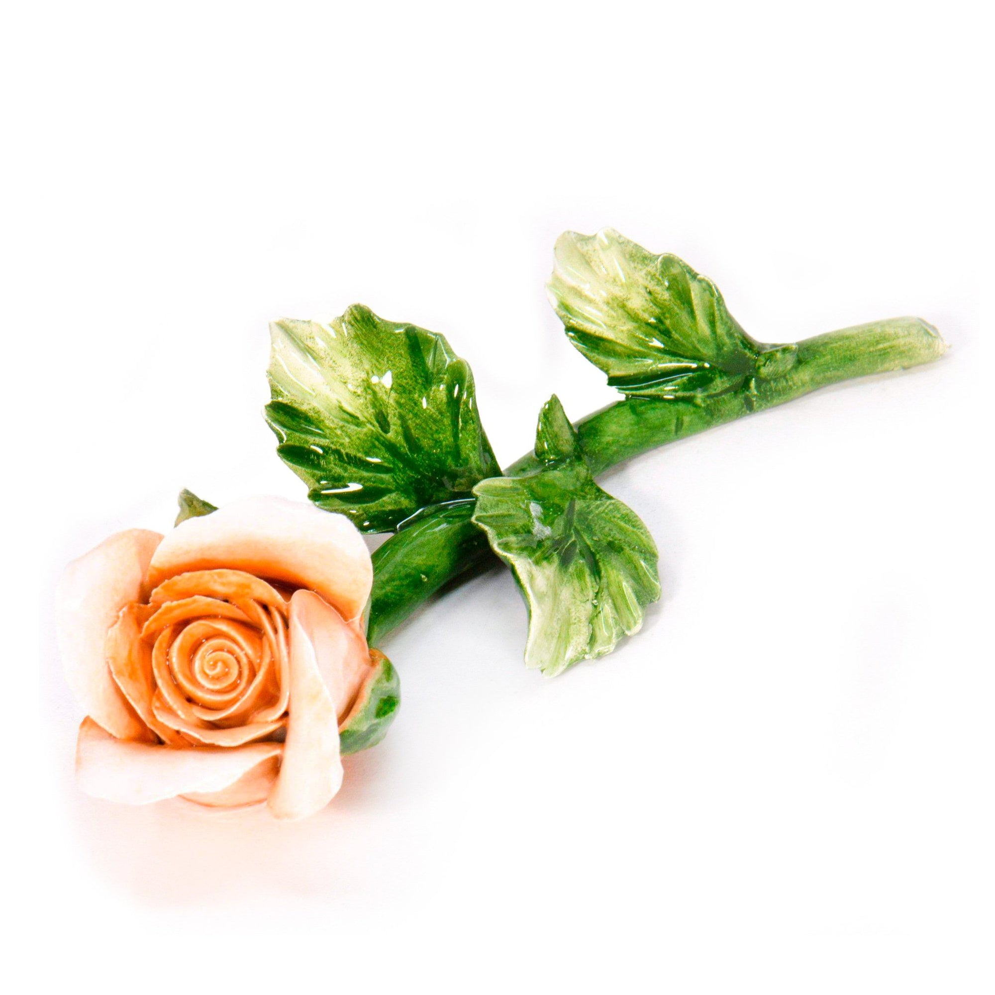 Rose Bud with stem Capodimonte porcelain