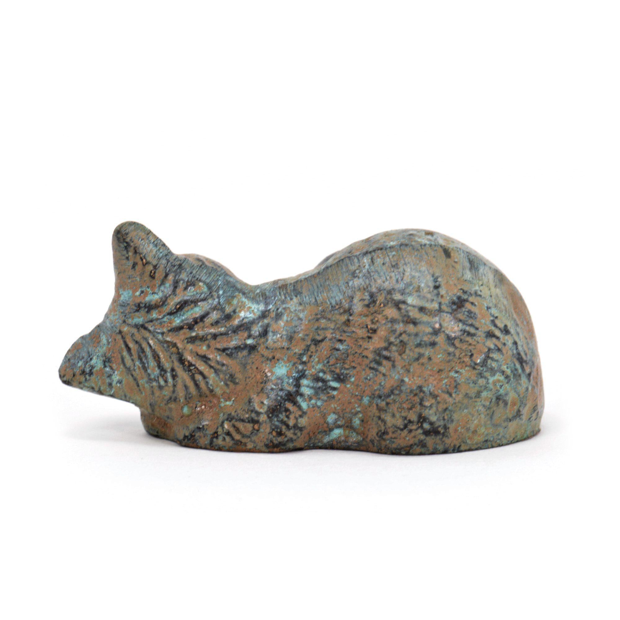 Sleeping Cat Bronze Statuette