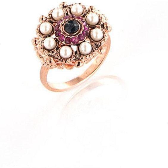 Flower Ring With Natural Stones 925 Silver