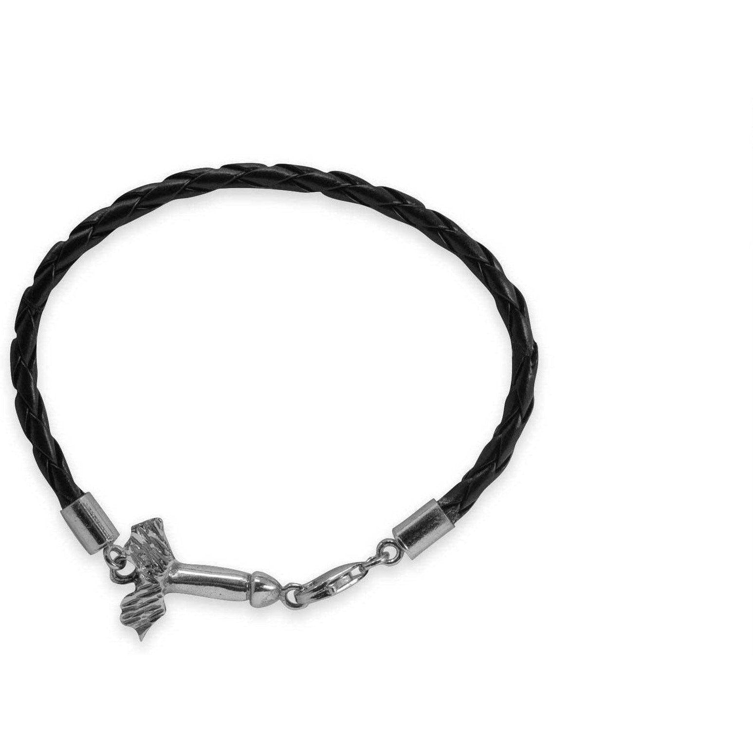 Bracciale filo intrecciato e Fallo Alato di Pompei medio Argento 925-Museum Shop Italy