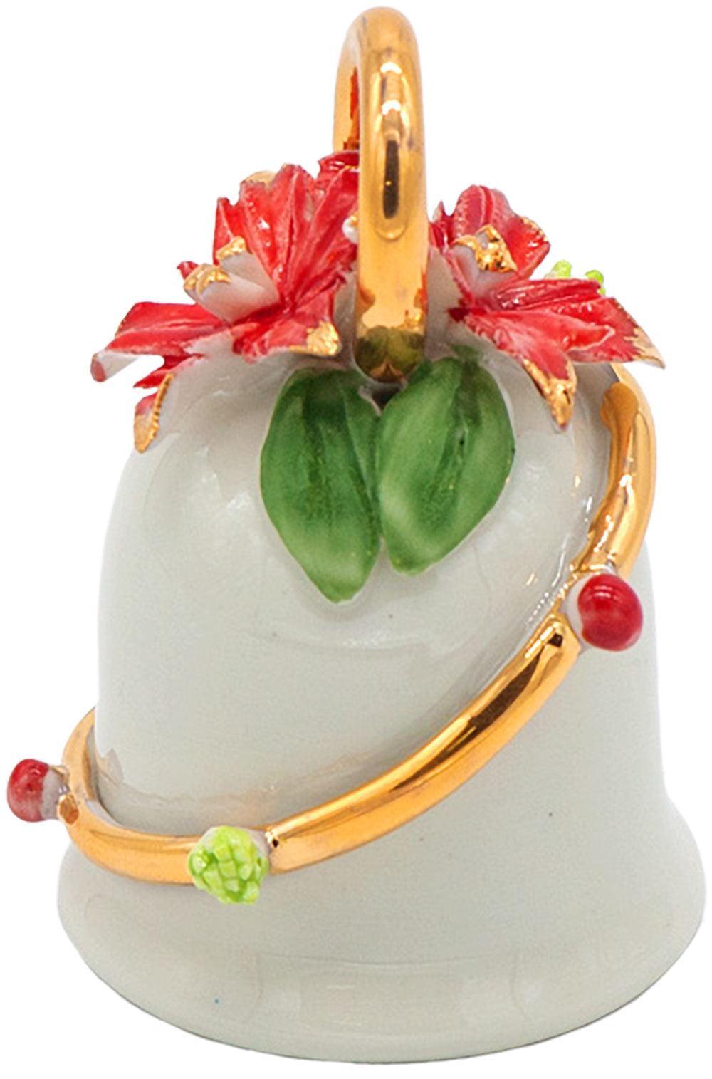 Cloche avec fleurs rouges en porcelaine fine - Boutique-Musée Italie