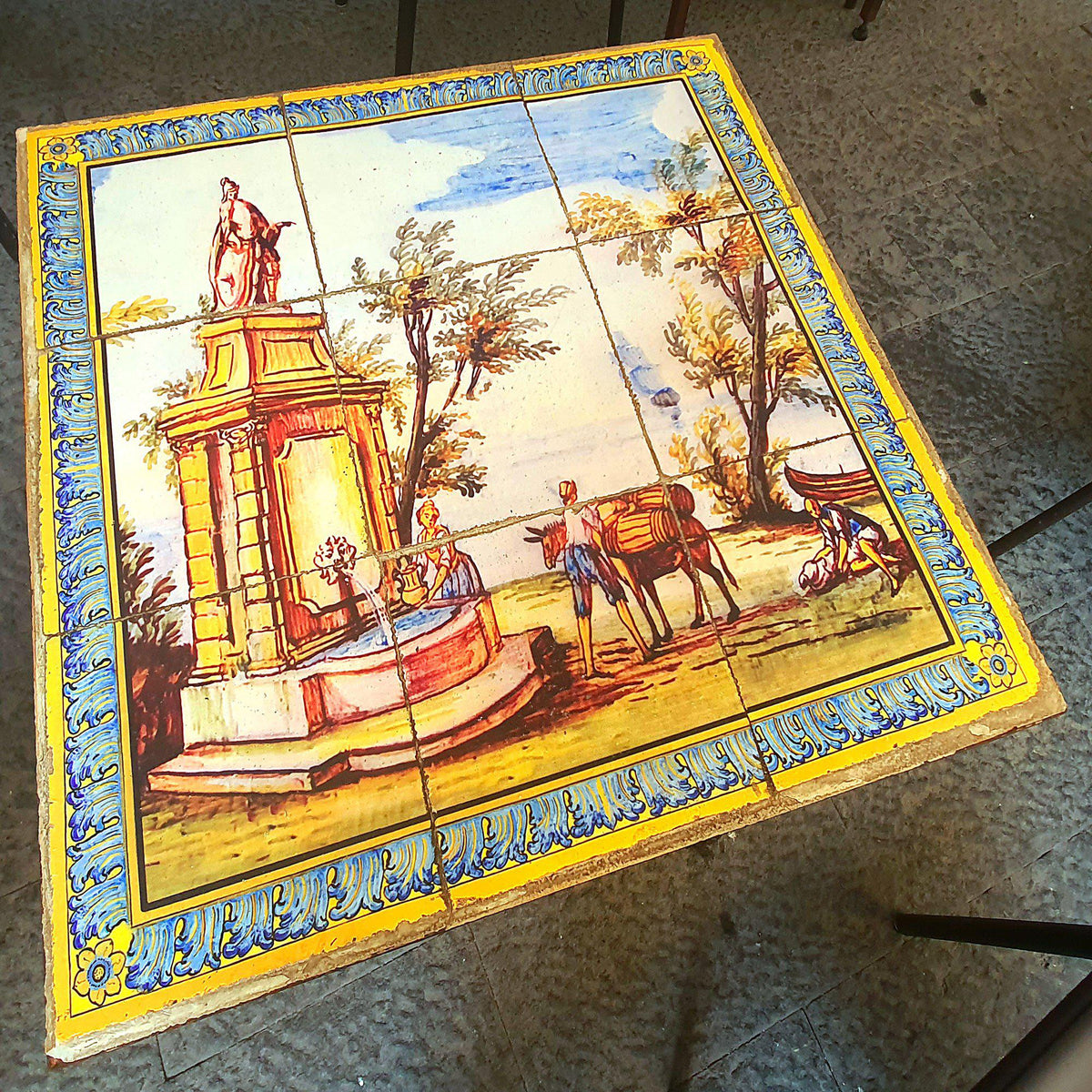 60 x 60 cm panel for tables or coverings, decorations of the majolica tiles from the Cloister of Santa Chiara - Terracotta - Museum Shop Italy
