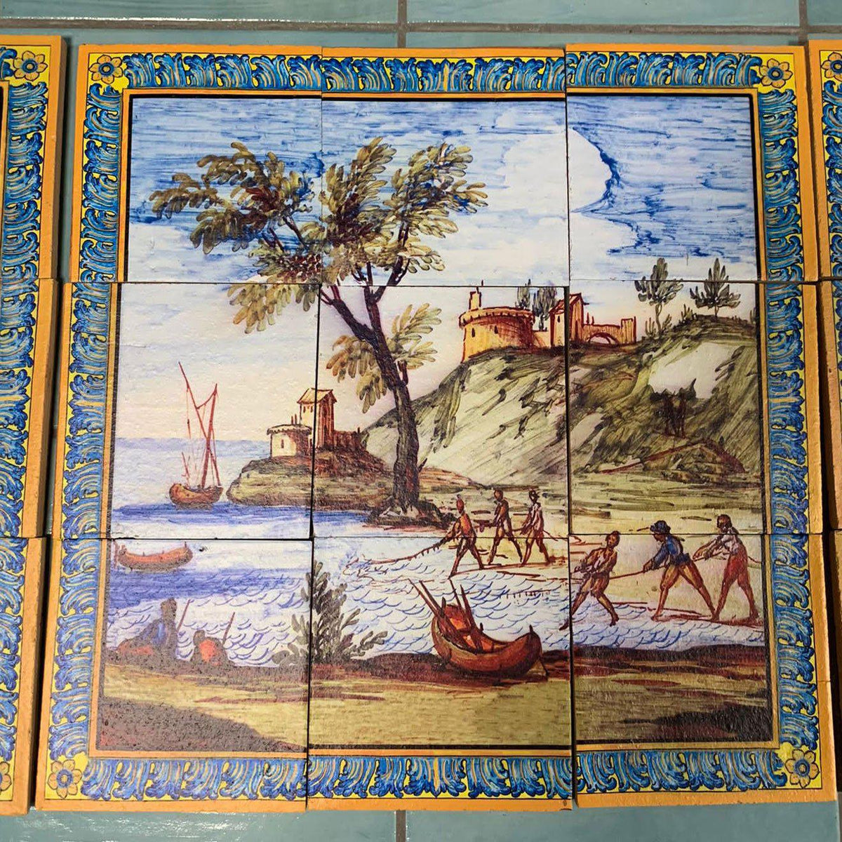 60 x 60 cm panel for tables or coverings, decorations of the majolica tiles from the Cloister of Santa Chiara - Terracotta - Museum Shop Italy