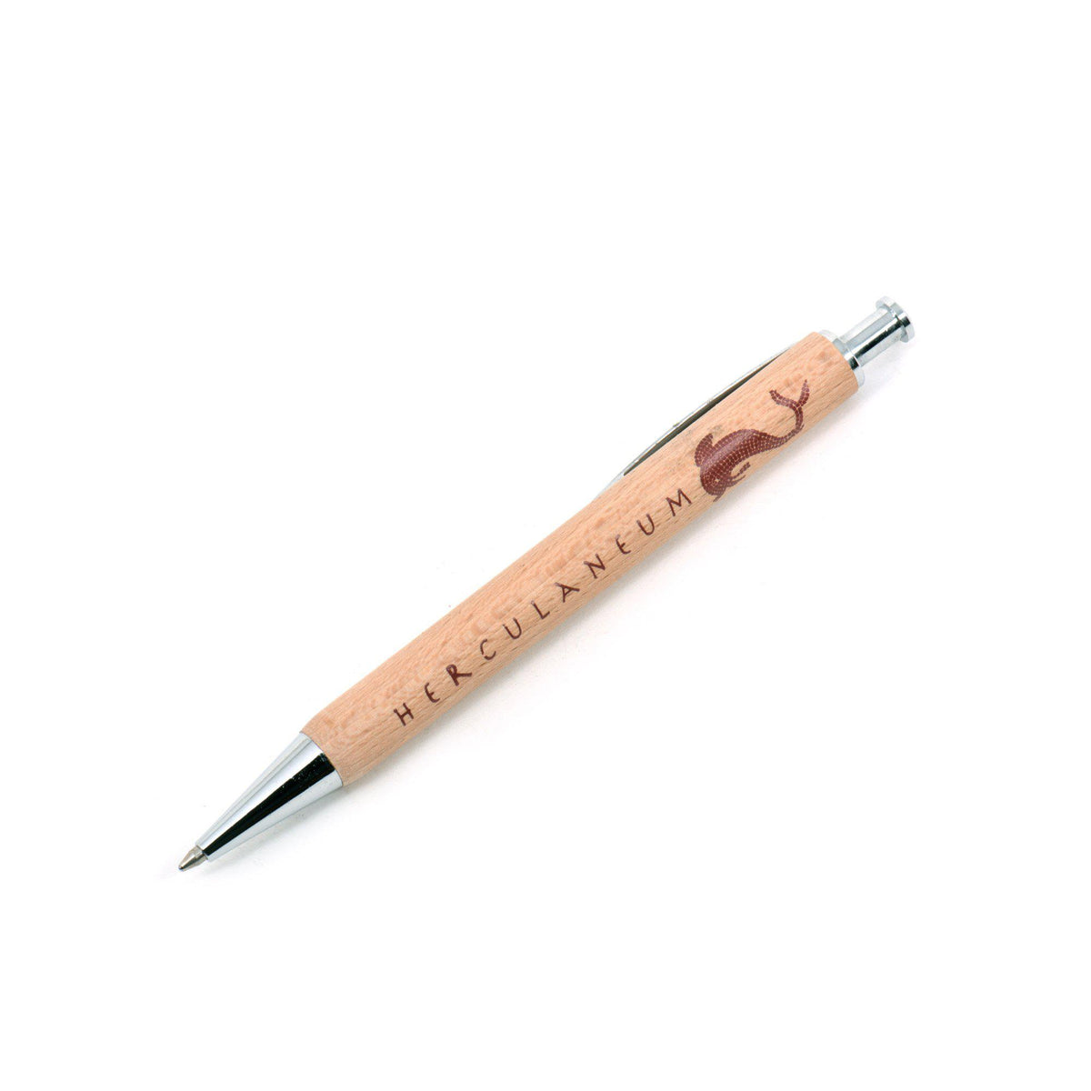 Wooden Parker pen with engraving of the dolphin and Herculaneum inscription – inspired by the marine art of Herculaneum