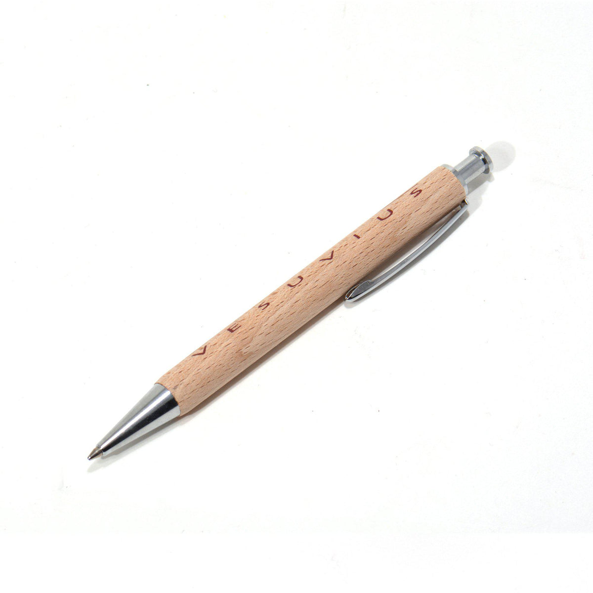 Rear view of the Vesuvius pen – volcanic engraving on writing accessory