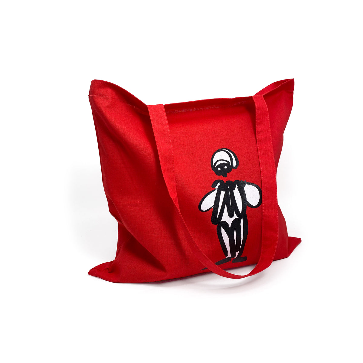Rote Pulcinella Shopper-Tasche aus Naturbaumwolle