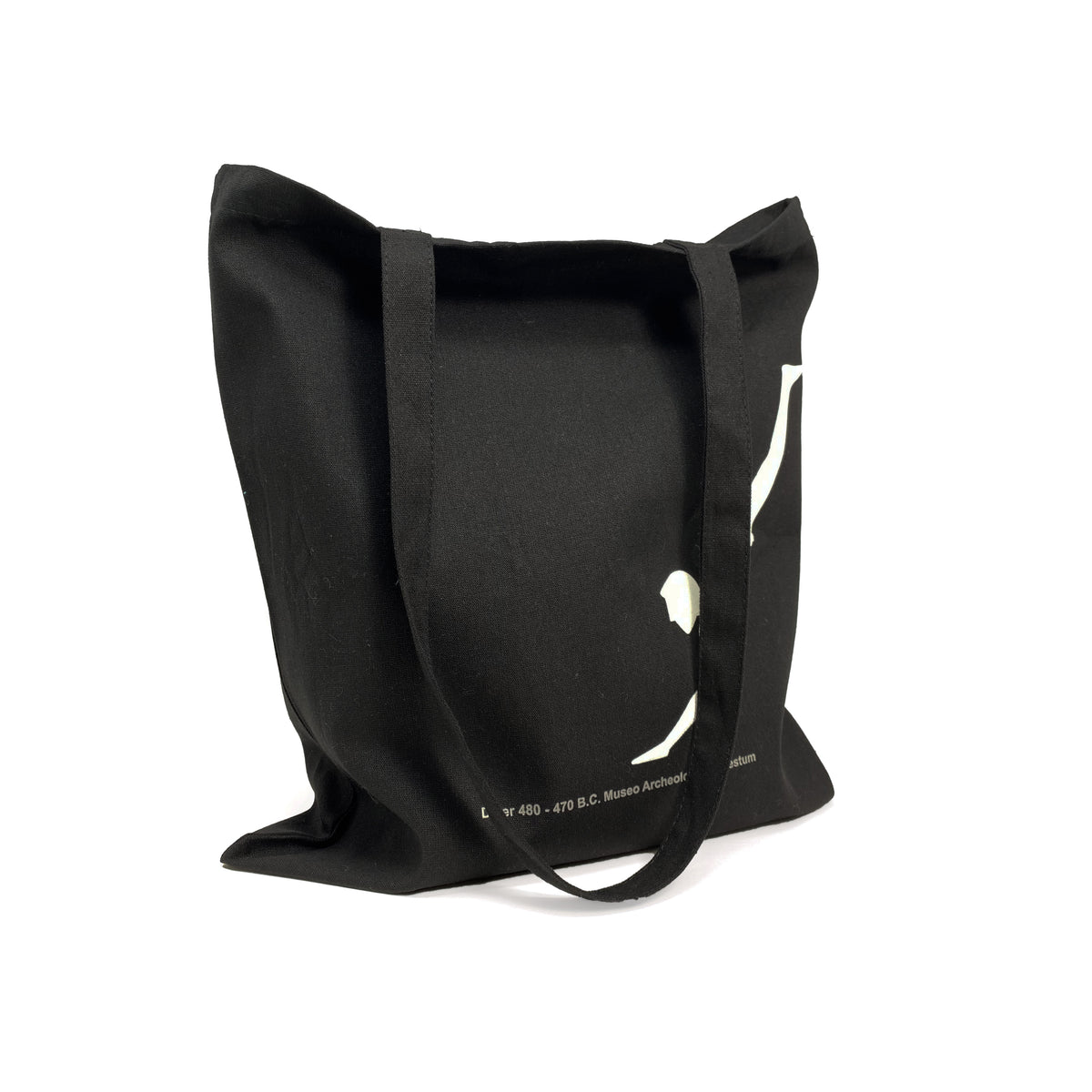 Shopper-Tasche "Taucher von Paestum" aus schwarzer Baumwolle