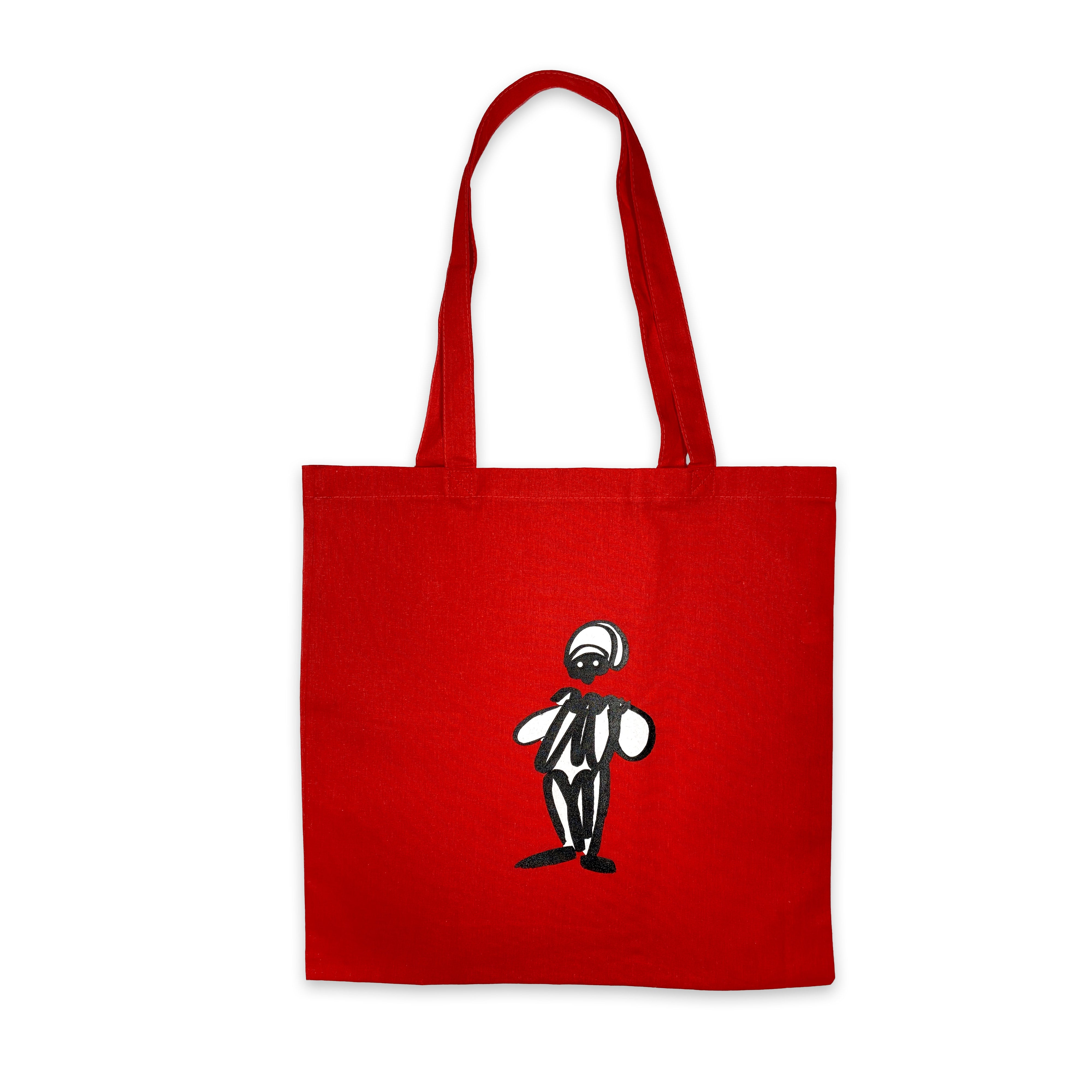 Borsa shopper Pulcinella rossa in cotone naturale