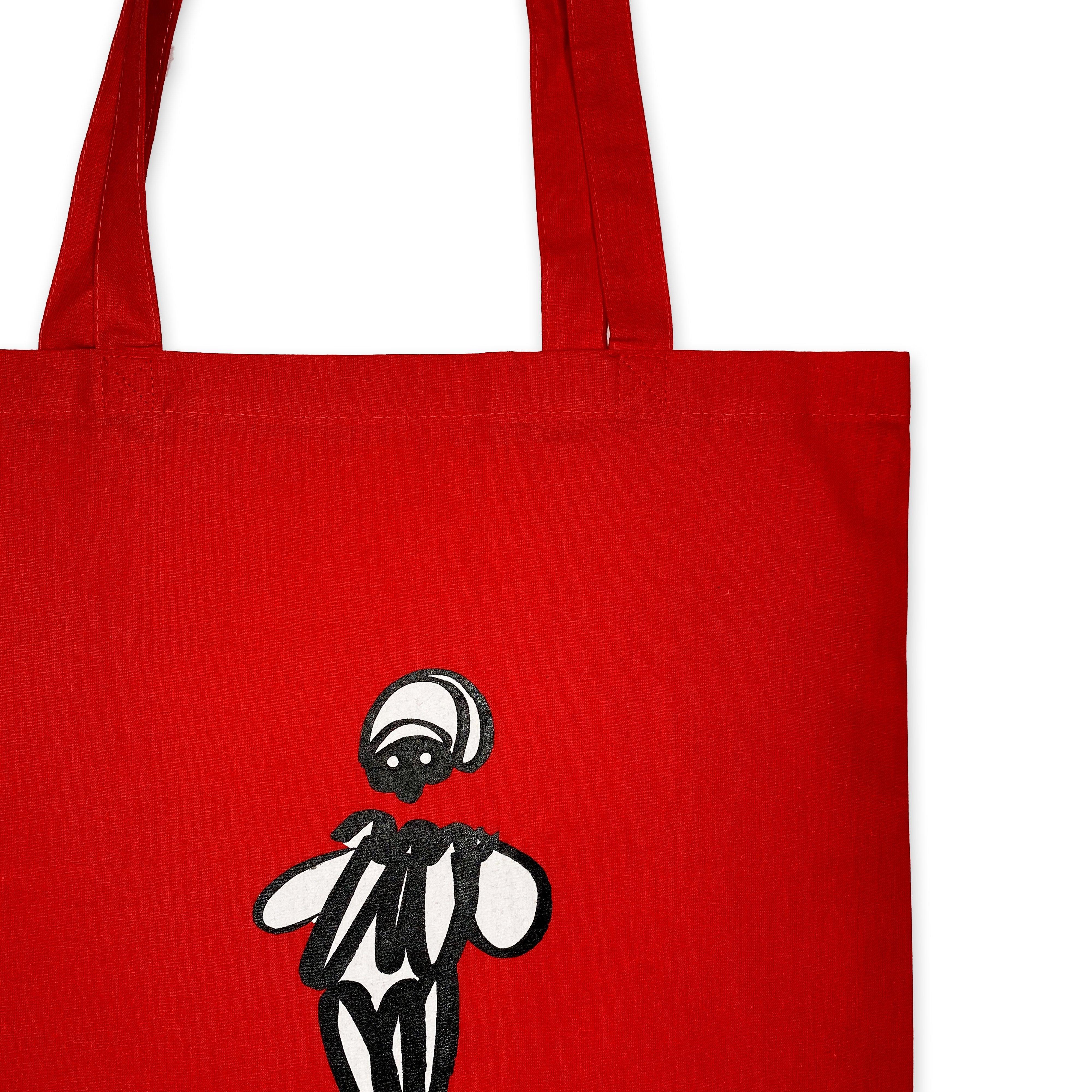 Borsa shopper Pulcinella rossa in cotone naturale
