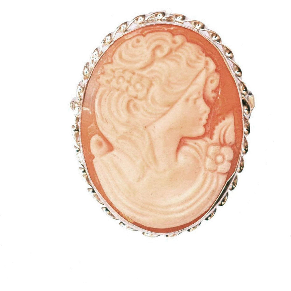 Silver brooch with medium cameo