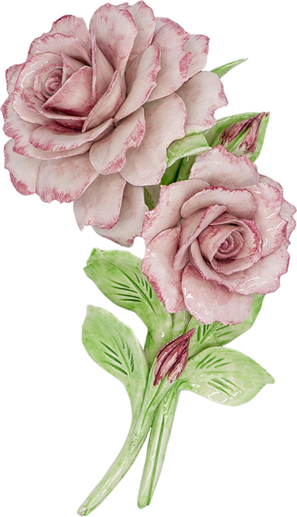 Branche rose en porcelaine de Capodimonte - H.22 cm - Museum-Shop.it